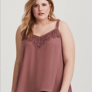 Walnut Crochet Lace Georgette Swing Cami